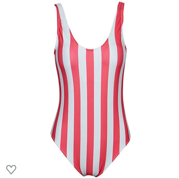 pink striped bathing suit